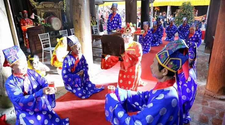 Lễ khai chỉ tại Lễ hội chùa Keo mùa Xuân năm Bính Ngọ 2026. (Ảnh: Thế Duyệt/TTXVN) 