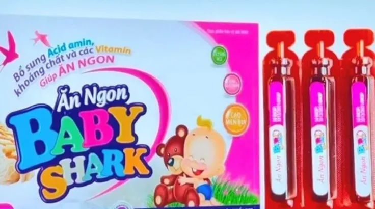 Hình ảnh sản phẩm ăn ngon Baby Shark nghi là giả. (Ảnh: VTV) 