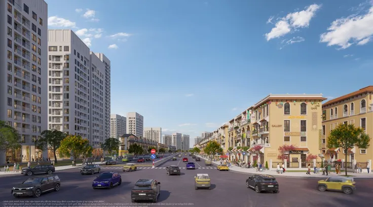 Boulevard Prime đối diện hàng chục tòa chung cư với quy mô dân số và mật độ cư trú cao nhất siêu đô thị