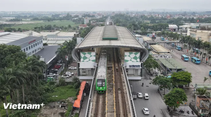 Tuyến đường sắt đô thị Cát Linh-Hà Đông đã được đưa vào vận hành, khai thác. (Ảnh: Việt Hùng/Vietnam+) 