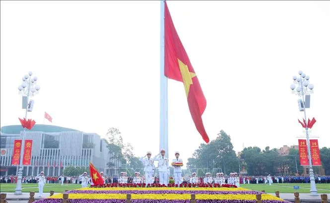 Lễ Thượng cờ mừng 81 năm Quốc khánh 2-9 tại Quảng trường Ba ĐÌnh (Hà Nội) ngày 2-9. Ảnh: TTXVN