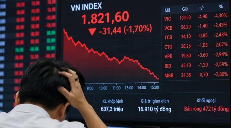 Áp lực bán phủ đỏ thị trường, VN Index mất hơn 31 điểm