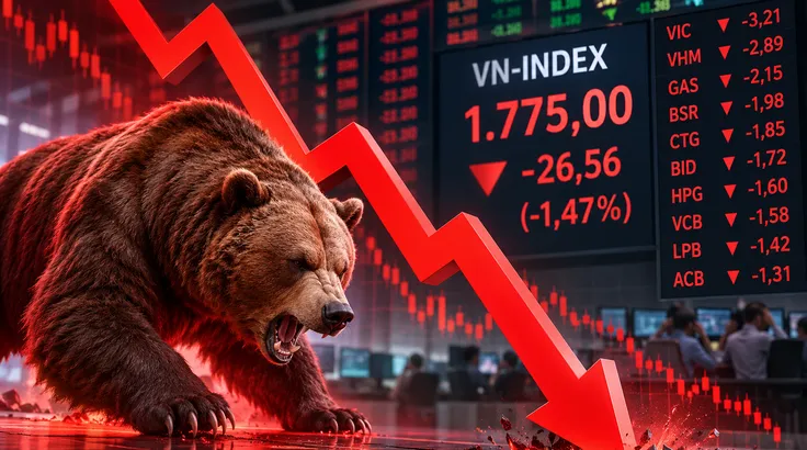 Mất điểm tựa, VN Index 'đánh rơi' hơn 26 điểm