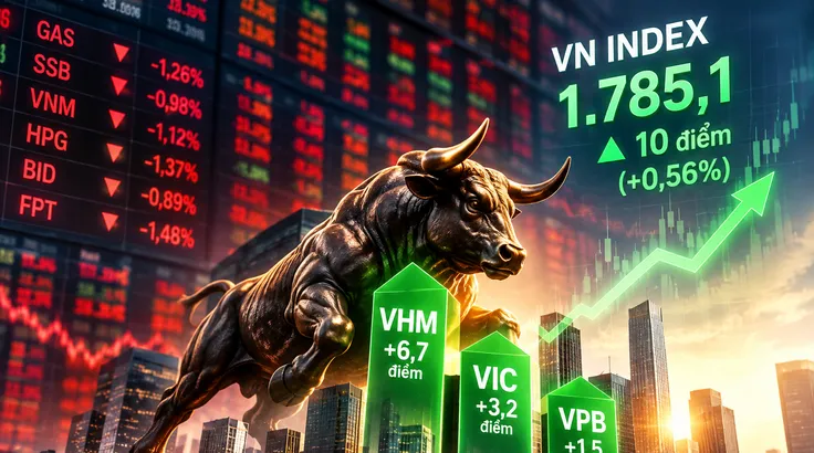 Bảng điện đỏ lửa, VN Index vẫn tăng 10 điểm
