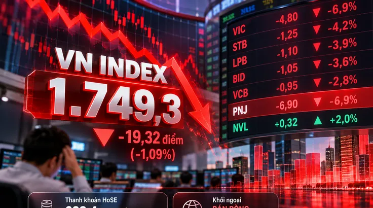 Thêm phiên giảm sâu, VN Index về dưới 1.750 điểm