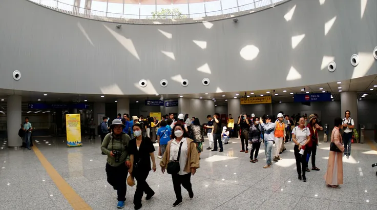 Tầng hầm ga Bến Thành của tuyến metro số 1. ẢNH: HOÀNG HÙNG