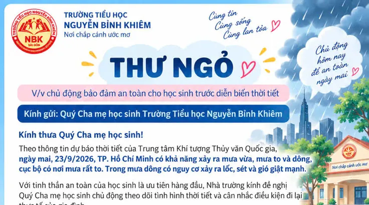Xúc động những bức thư hiệu trưởng gửi học sinh trong ngày mưa bão