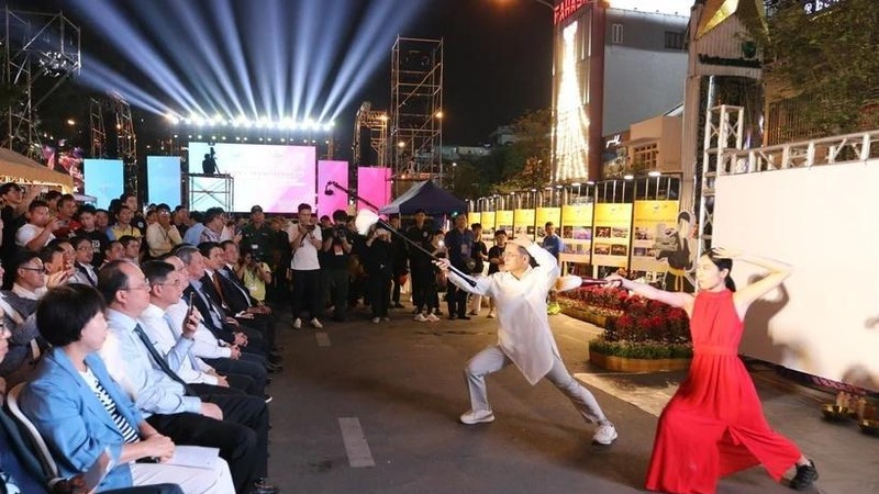 Korean martial artists perform at the Ho Chi Minh City International Martial Arts Festival 2024. (Photo: VNA)