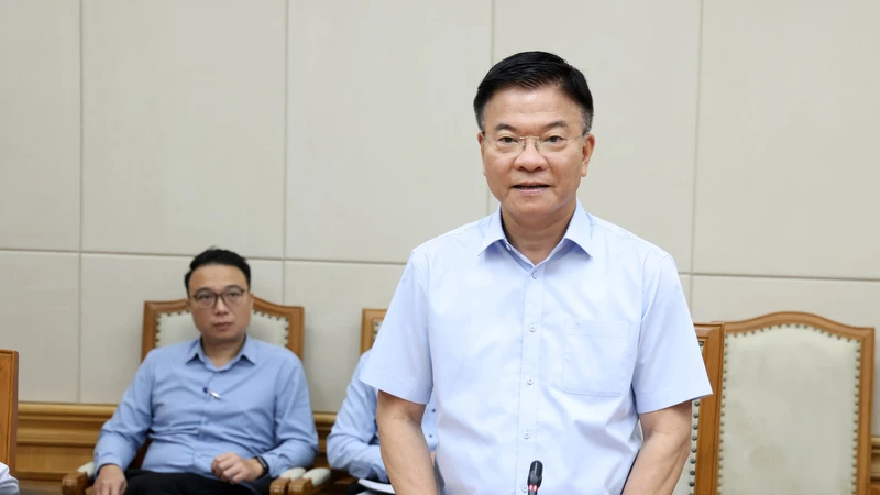 Phó Thủ tướng Lê Thành Long phát biểu tại cuộc làm việc 