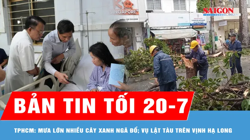 Bản tin tối 20-7: TPHCM: Mưa lớn nhiều cây xanh ngã đổ; Vụ lật tàu trên vịnh Hạ Long: Sức khỏe 10 nạn nhân ổn định