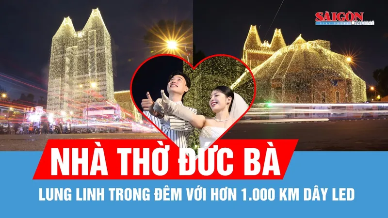 Nhà thờ Đức Bà lung linh về đêm, trở thành "điểm hẹn ngọt ngào" mùa Giáng sinh