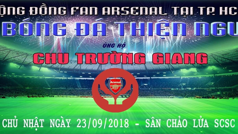 Băn rôn giải đấu thiện nguyện ủng hộ anh Chu Trường Giang ở TPHCM