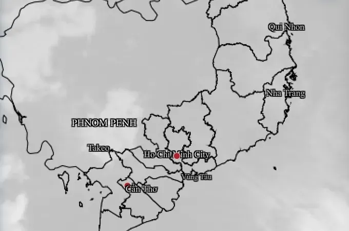 12月5日上午约8时南部区域的天气雷达图。