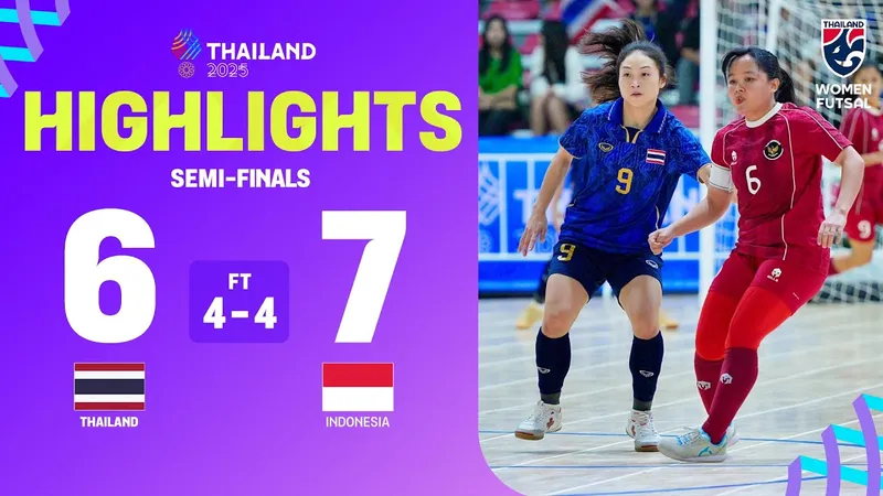 Futsal nữ Thái Lan vs Futsal nữ Indonesia 4-4 (pen 6-7): Rosita Ikeu ghi cú đúp, Rosdiana Fitri tỏa sáng, hạ Thái Lan, giành vé gặp Việt Nam ở chung kết SEA Games 