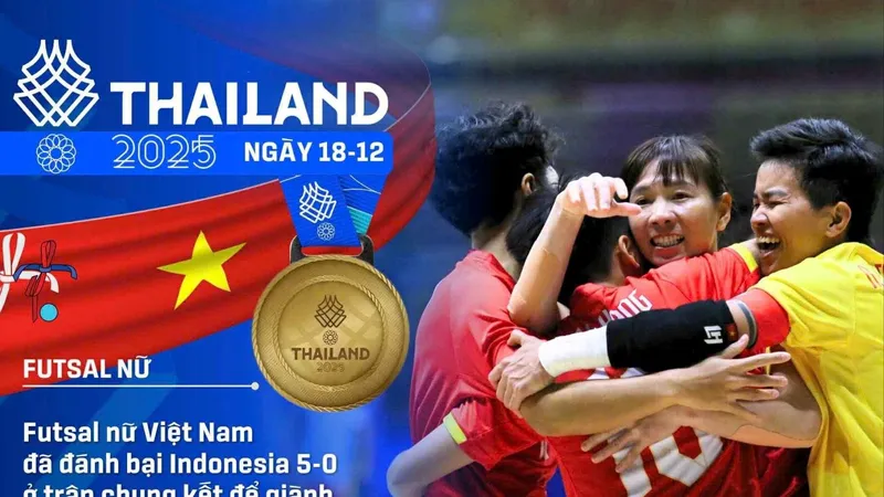 Futsal nữ Việt Nam vs Futsal nữ Indonesia 5-0: Thanh Ngân xuất thần cú đúp, Thùy Trang, K'Thủa, Nguyệt Vi giúp futsal nữ Việt Nam giành HCV lần đầu tiên trong lịch sử