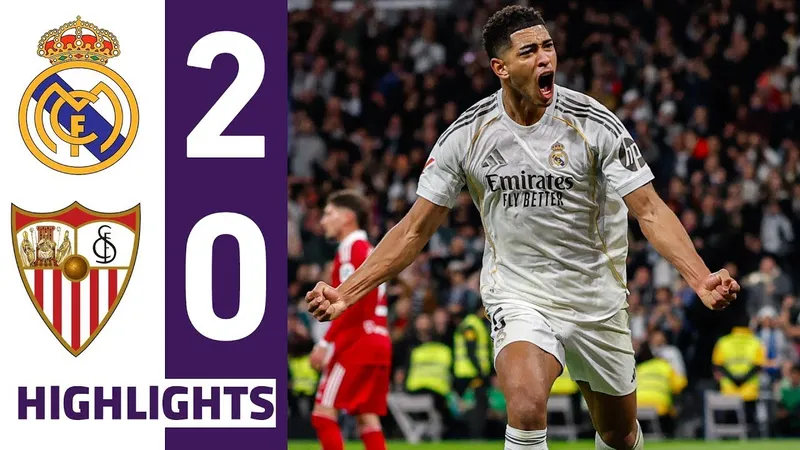 Real Madrid vs Sevilla 2-0: Ngôi sao Bellingham đánh đầu mở bàn, Mbappe ấn định chiến thắng trên chấm penalty, Real chỉ còn thua Barca 1 điểm