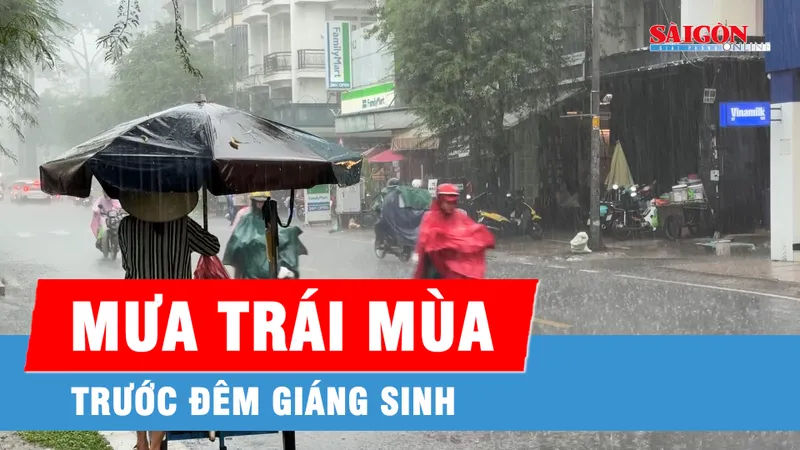 TPHCM: Mưa trái mùa bất ngờ trong chiều Giáng sinh