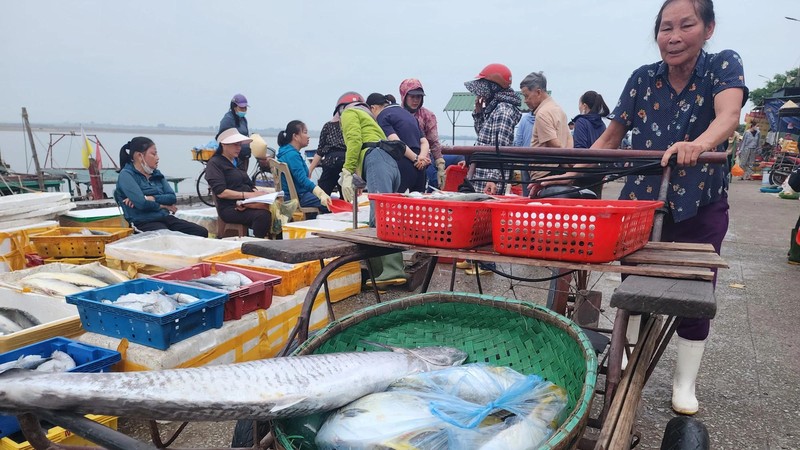 Despite being on holiday, the hustling and bustling shopping atmosphere has been recorded at the seafood market in Cua Sot Fishing Port, Thach Kim Commune, Loc Ha District, in Ha Tinh province.