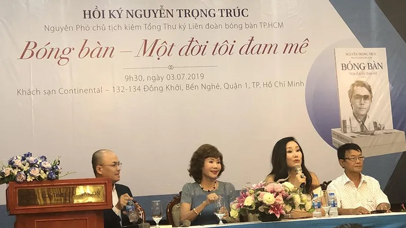 Buổi ra mắt cuốn hồi ký Nguyễn Trọng Trúc "Bóng bàn - Một đời tôi đam mê" sáng 3-7.