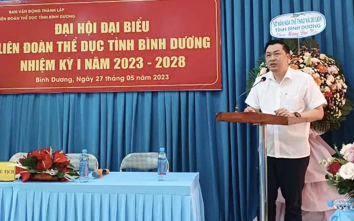 Phó Giám đốc Sở VH-TT&DL tỉnh Bình Dương, ông Cao Văn Chóng phát biểu chỉ đạo tại Đại hội