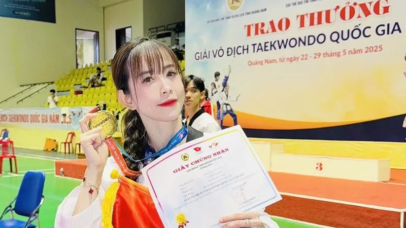 Châu Tuyết Vân và đồng đội có vị trí số 1 trong nội dung biểu diễn quyền tại giải vô địch quốc gia 2025. Ảnh: T.VÂN