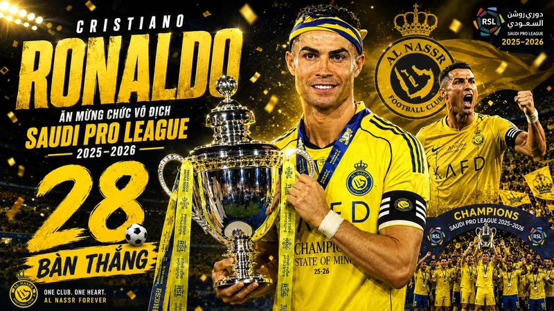 Ngôi sao Cristiano Ronaldo tỏa sáng 28 bàn thắng giúp Al Nassr đăng quang ngôi vô địch Saudi Pro League sau 7 năm chờ mong