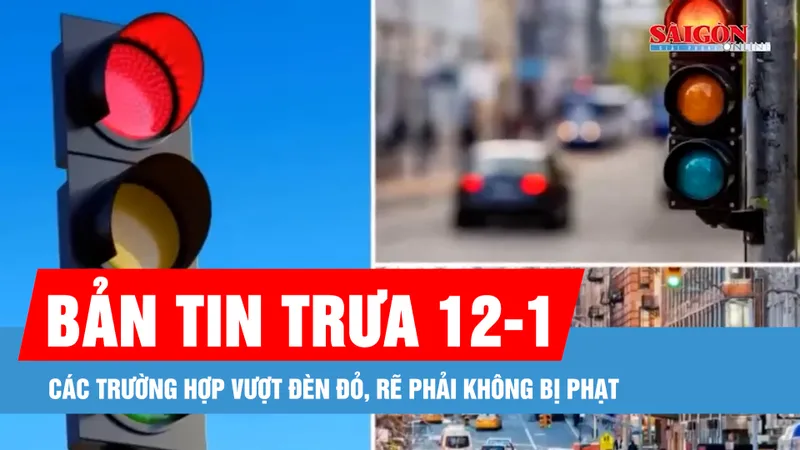 Bản tin trưa 12-1: Các trường hợp vượt đèn đỏ, rẽ phải không bị phạt