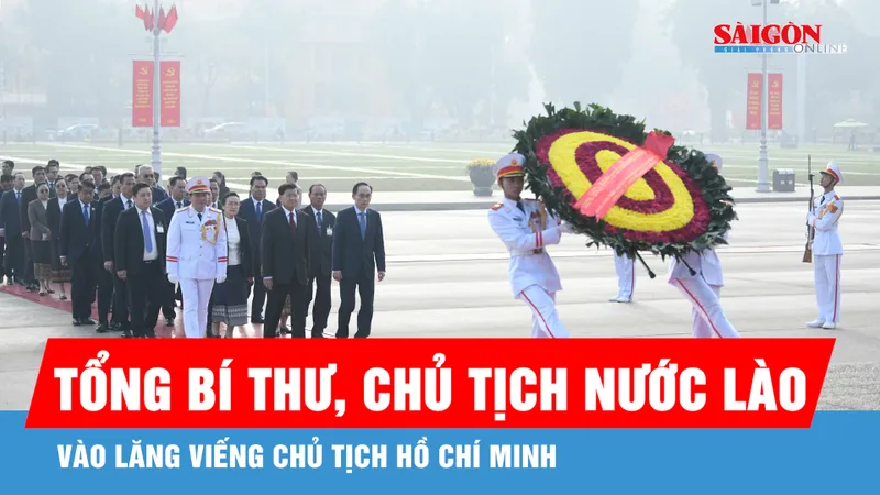 Tổng Bí thư, Chủ tịch nước Lào Thongloun Sisoulith vào Lăng viếng Chủ tịch Hồ Chí Minh