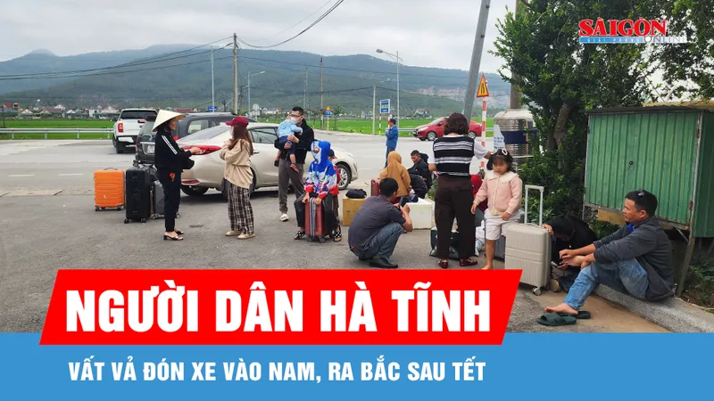 Người dân Hà Tĩnh vất vả đón xe vào Nam, ra Bắc sau tết