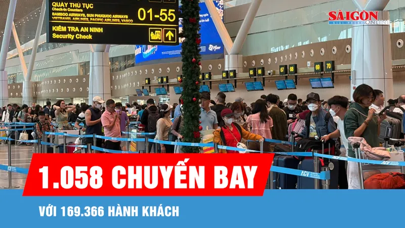 Hôm nay 24-2, sân bay Tân Sơn Nhất khai thác 1.058 chuyến bay với 169.366 hành khách