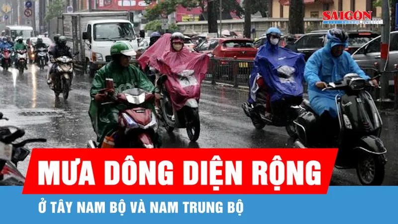 Mưa dông diện rộng ở Tây Nam bộ và Nam Trung bộ, có nơi trên 130mm