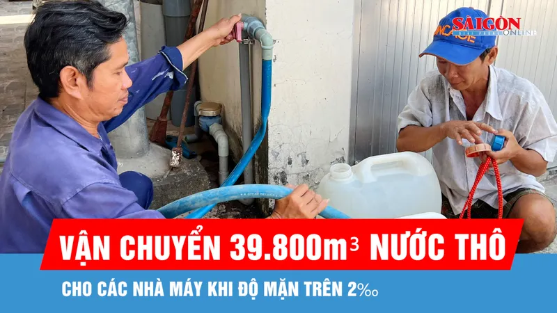 Vĩnh Long vận chuyển 39.800m³ nước thô cho các nhà máy khi độ mặn trên 2‰