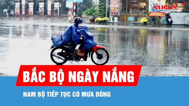 Bắc bộ ngày nắng nóng, Nam bộ tiếp tục có mưa dông