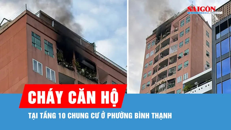 TPHCM: Kịp thời khống chế đám cháy tại tầng 10 chung cư ở phường Bình Thạnh