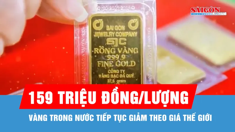Giá vàng miếng SJC giảm 1,7 triệu đồng/lượng