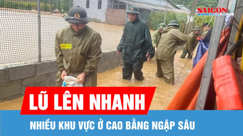Cao Bằng: Lũ trên sông Bằng Giang lên nhanh, nhiều khu vực ngập sâu