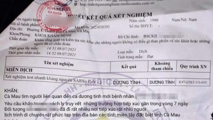 Cà Mau: Lan truyền phiếu xét nghiệm giả, bịa đặt bệnh nhân mắc Covid-19