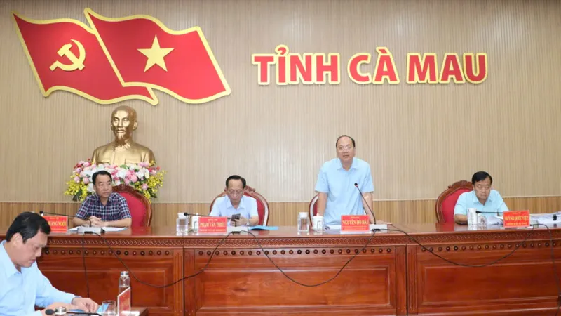 Bí thư Tỉnh ủy Cà Mau Nguyễn Hồ Hải phát biểu tại buổi làm việc
