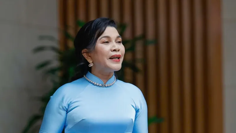 Bà Đặng Thị Kim Oanh - Chủ tịch Kim Oanh Group, phát biểu tại hội nghị trực tuyến hôm 6-3-2025.