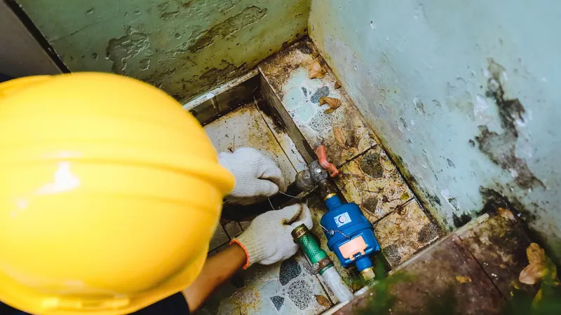 Nhân viên SAWACO gắn đồng hồ nước cho người dân tại TPHCM