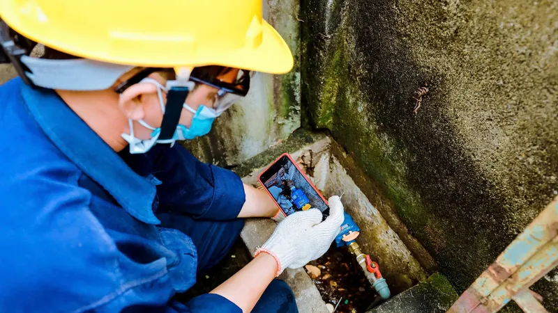 Nhân viên cấp nước gắn đồng hồ nước cho người dân ở TPHCM