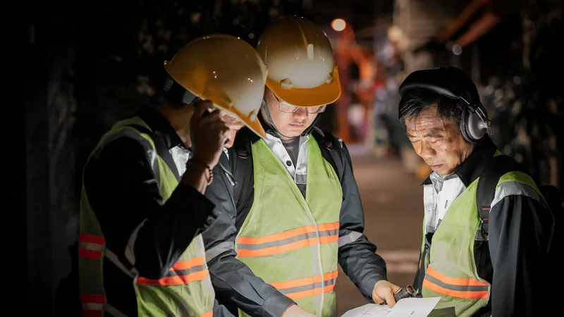 Công nhân ngành cấp nước TPHCM kiểm tra sơ đồ đường ống trước khi bắt tay vào công tác dò tìm điểm bể trong đêm
