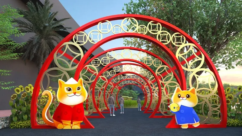 Tiểu cảnh Đại Phú Quý trang trí trên Đường Xuân