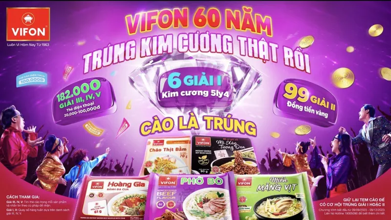 Cơ hội trúng thưởng kim cương thật nhân dịp sinh nhật 60 năm của VIFON