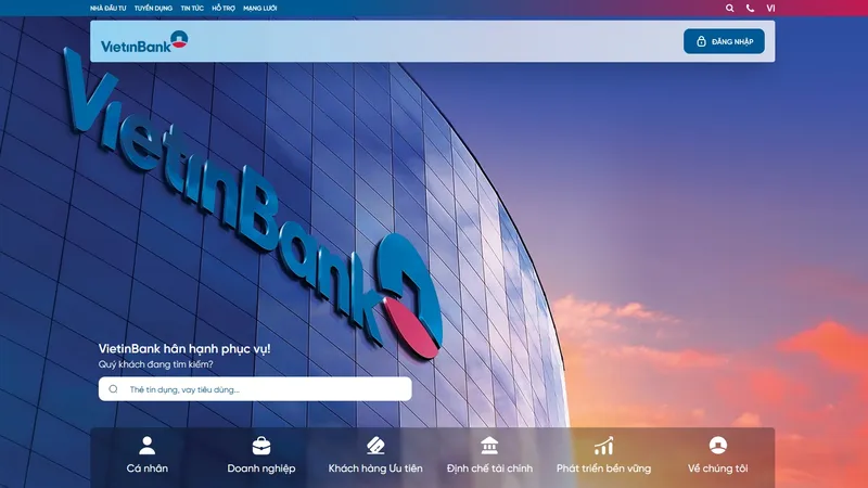 Trang chào ấn tượng biểu đạt vị thế và bản sắc của VietinBank