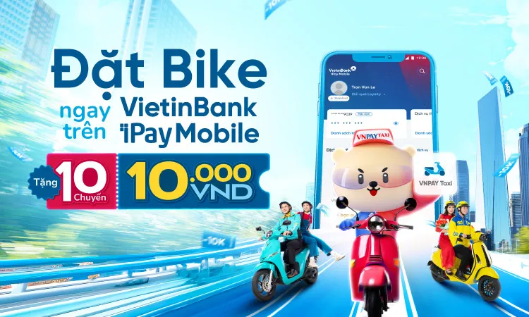 Khách hàng dễ dàng di chuyển bằng xe máy trên VietinBank iPay Mobile