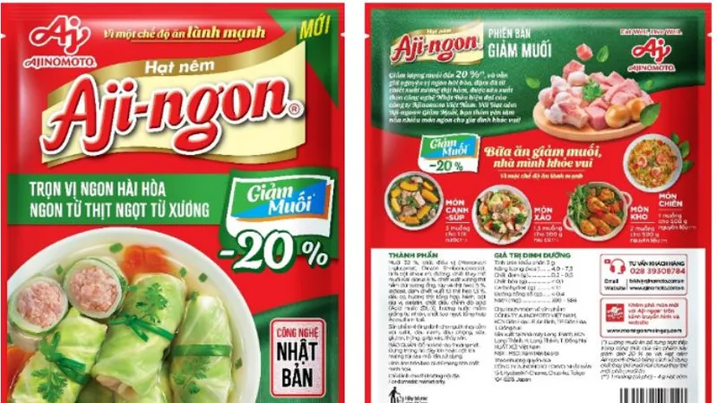 Bao bì sản phẩm Hạt nêm Aji-ngon® Heo Giảm Muối