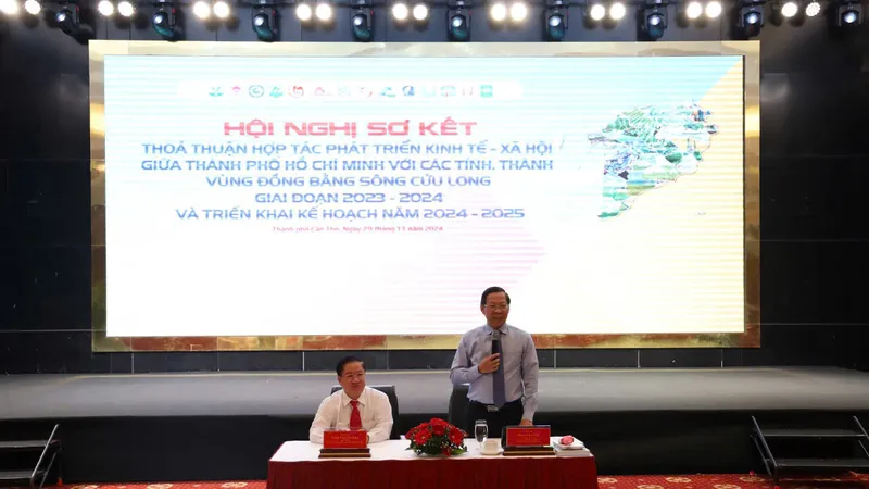 Hội nghị Sơ kết Thỏa thuận hợp tác phát triển kinh tế, xã hội giữa TPHCM với các tỉnh, thành vùng đồng bằng sông Cửu Long giai đoạn 2023 – 2024