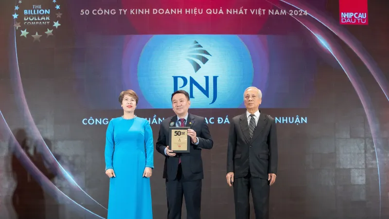 PNJ xếp thứ 9 trong top 50 công ty kinh doanh hiệu quả nhất Việt Nam, tăng 5 bậc so với 2023