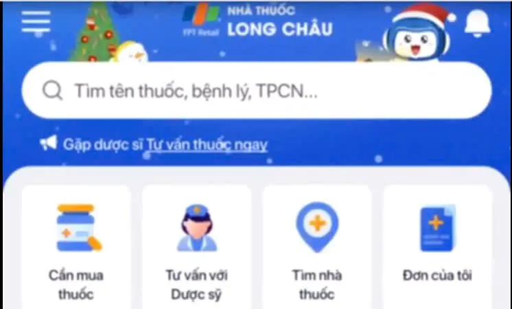 Giao diện Nhà thuốc Long Châu trên ứng dụng VNeID